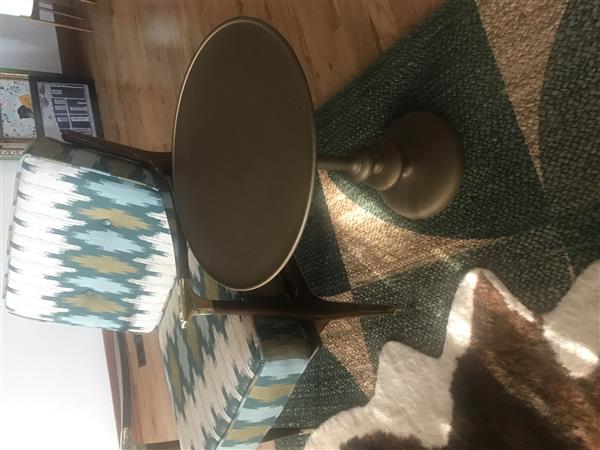 Lupe Industrial Loft Brass Aluminum Matchstick Pedestal Round Side End Table Image 1