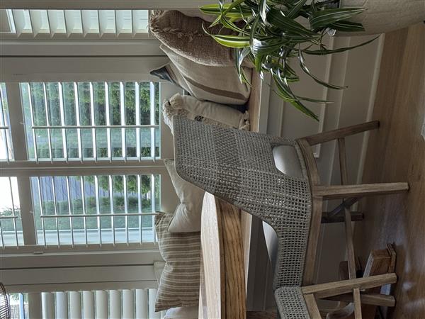 Theodore Coastal Taupe Woven Fixed Cushion Mahogany Dining Side Chair - Set of 2 Image 1