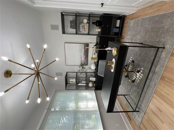 Theodore Industrial Loft Black Wood Grey Iron Base 3 Drawer Writing Desk Image 1