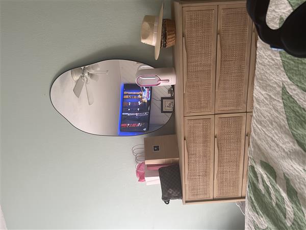 Rhian Coastal Beach Natural Mango Wood Woven Cane 6 Drawer Double Dresser Image 1