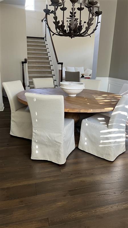 Vannie Modern Classic Cream Performance Slip Covered Dining Chair Image 1