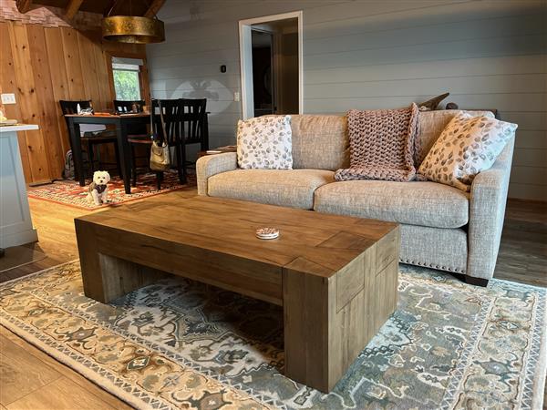 Brissy Rustic Lodge Brown Oak Wood Rectangular Coffee Table Image 1