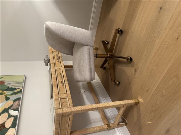 Newark Modern Classic Cream Upholstered Gold Office Chair Image 1