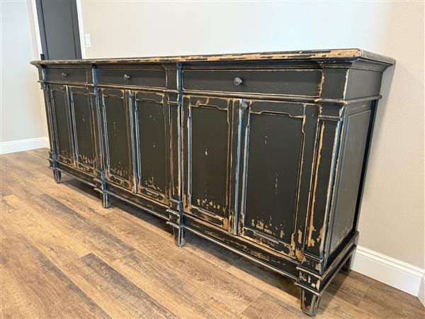 Marjorie French Country Black Pine Wood 3 Drawer 6 Door Sideboard Image 1