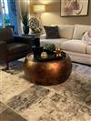 Zelda Industrial Loft Dark Antique Brass Steel Round Round Coffee Table Image 1